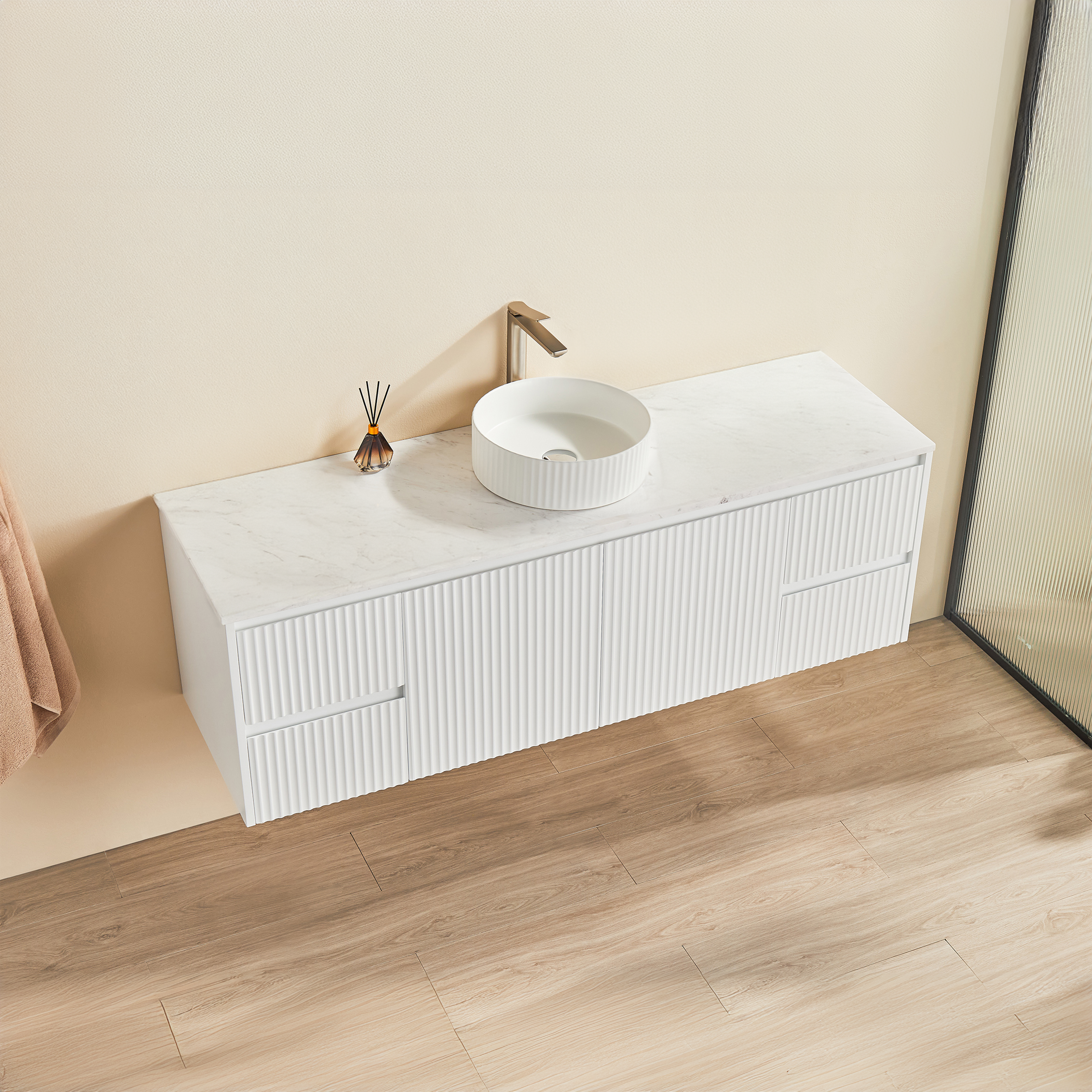 CETO BRINDABELLA MATTE WHITE 1500MM SINGLE BOWL WALL HUNG VANITY