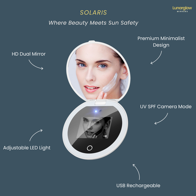 LUNARGLOW SOLARIS SMART UV COMPACT LED MIRROR 101.5X100MM