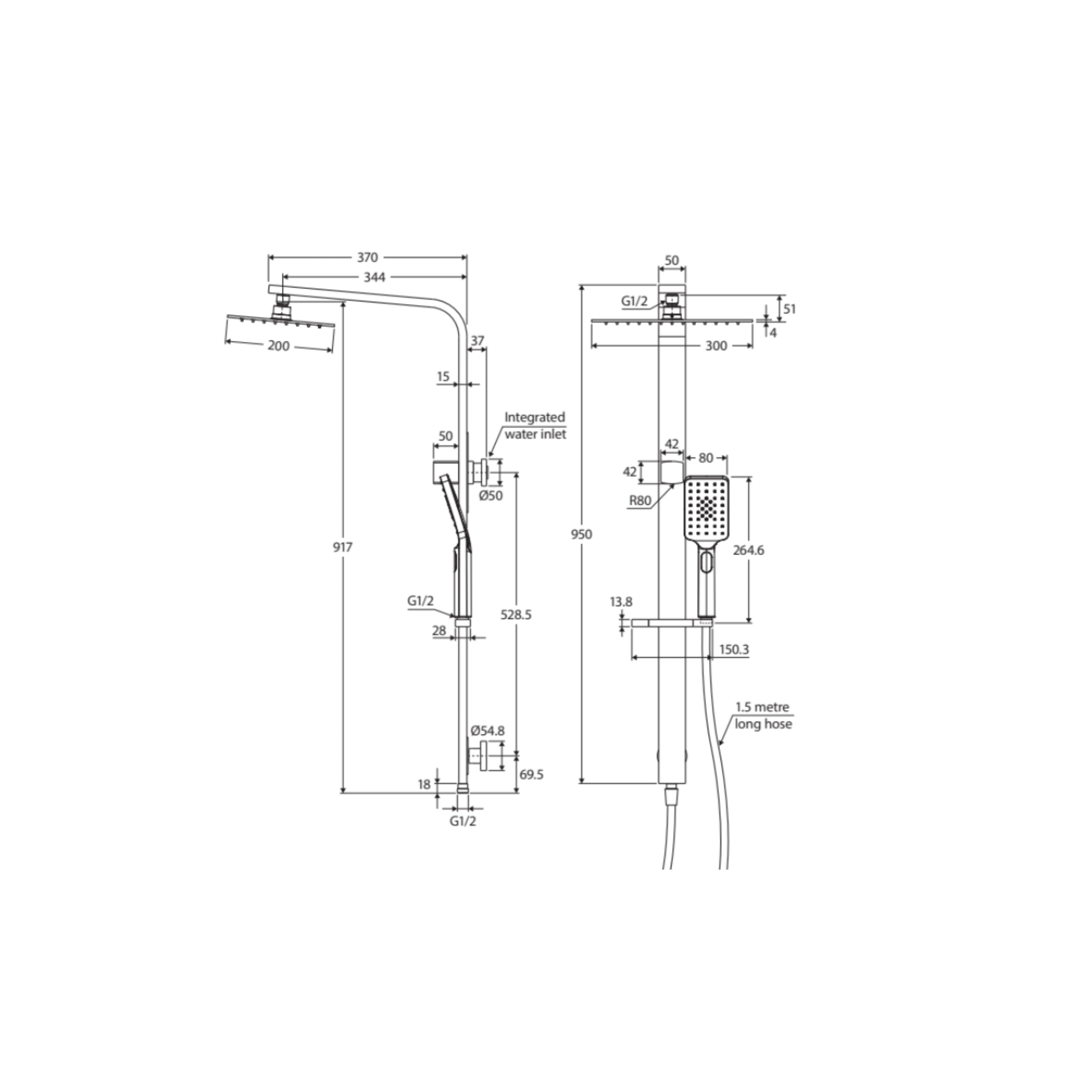 FIENZA TONO DELUXE TWIN SHOWER BRUSHED NICKEL