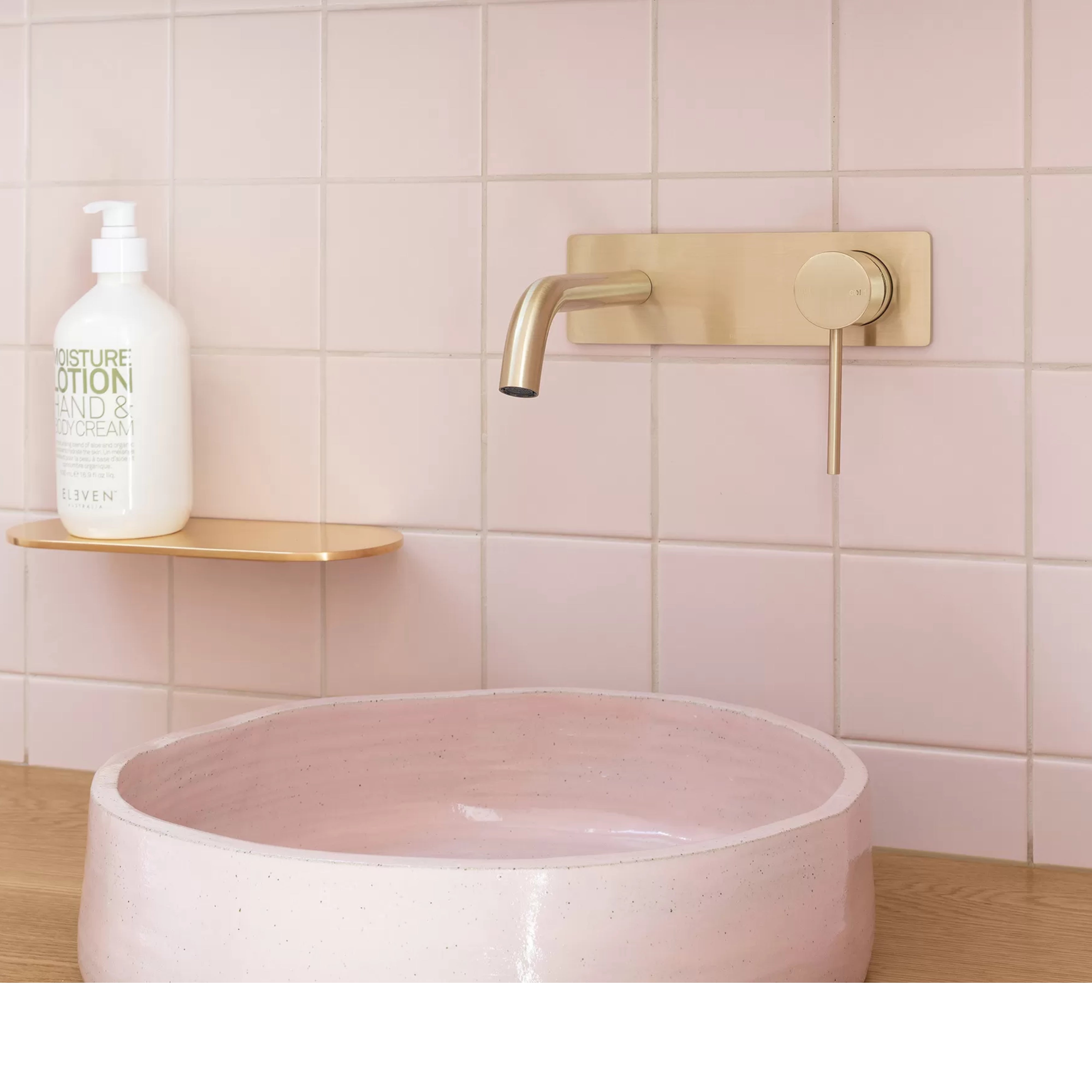 PHOENIX VIVID SLIMLINE SWITCHMIX LEAD FREE WALL BASIN AND BATH MIXER SET 180MM BRUSHED GOLD