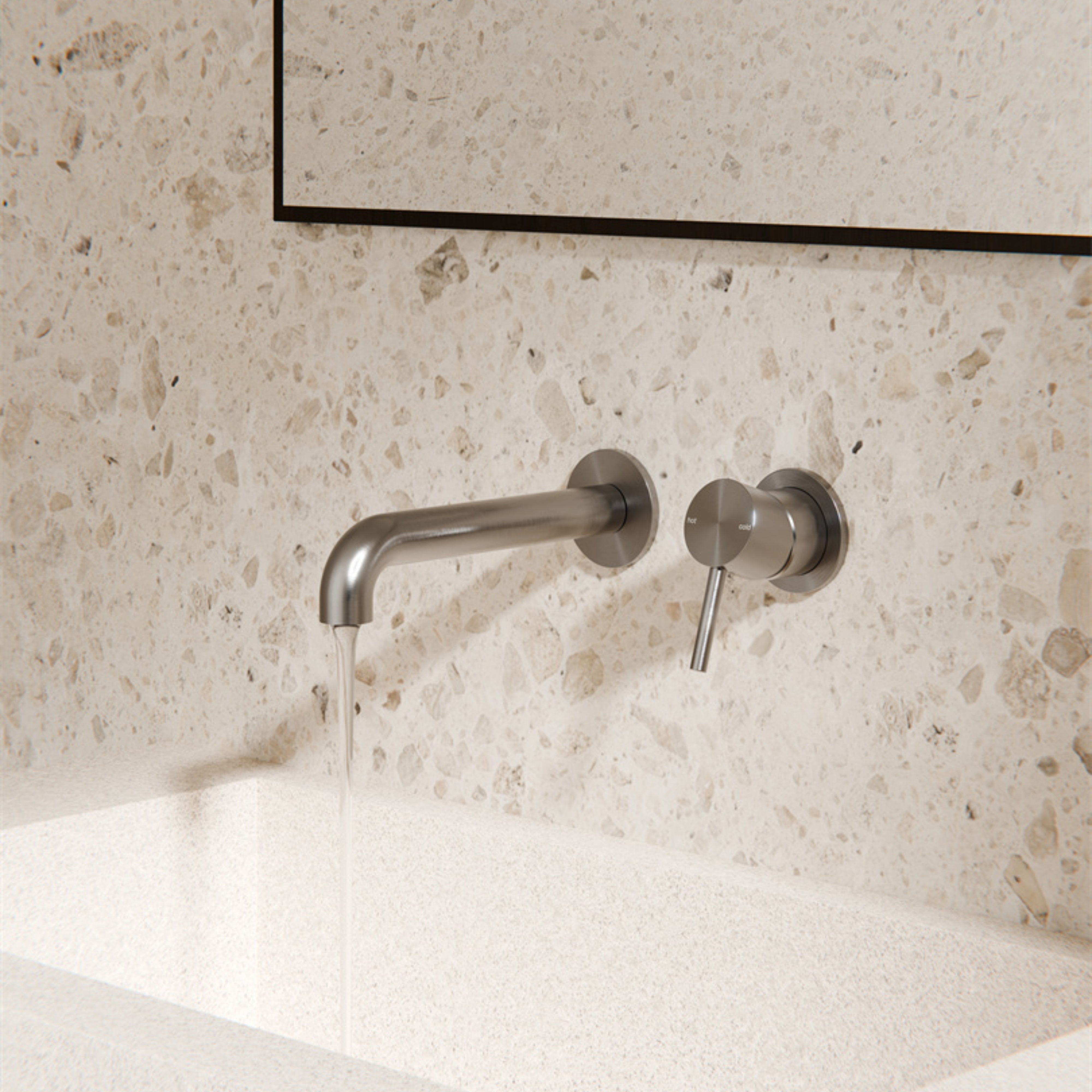 NERO ZEN WALL BASIN/BATH MIXER SEPARATE BACK PLATE SPOUT GRAPHITE (AVAILABLE IN 185MM AND 230MM)