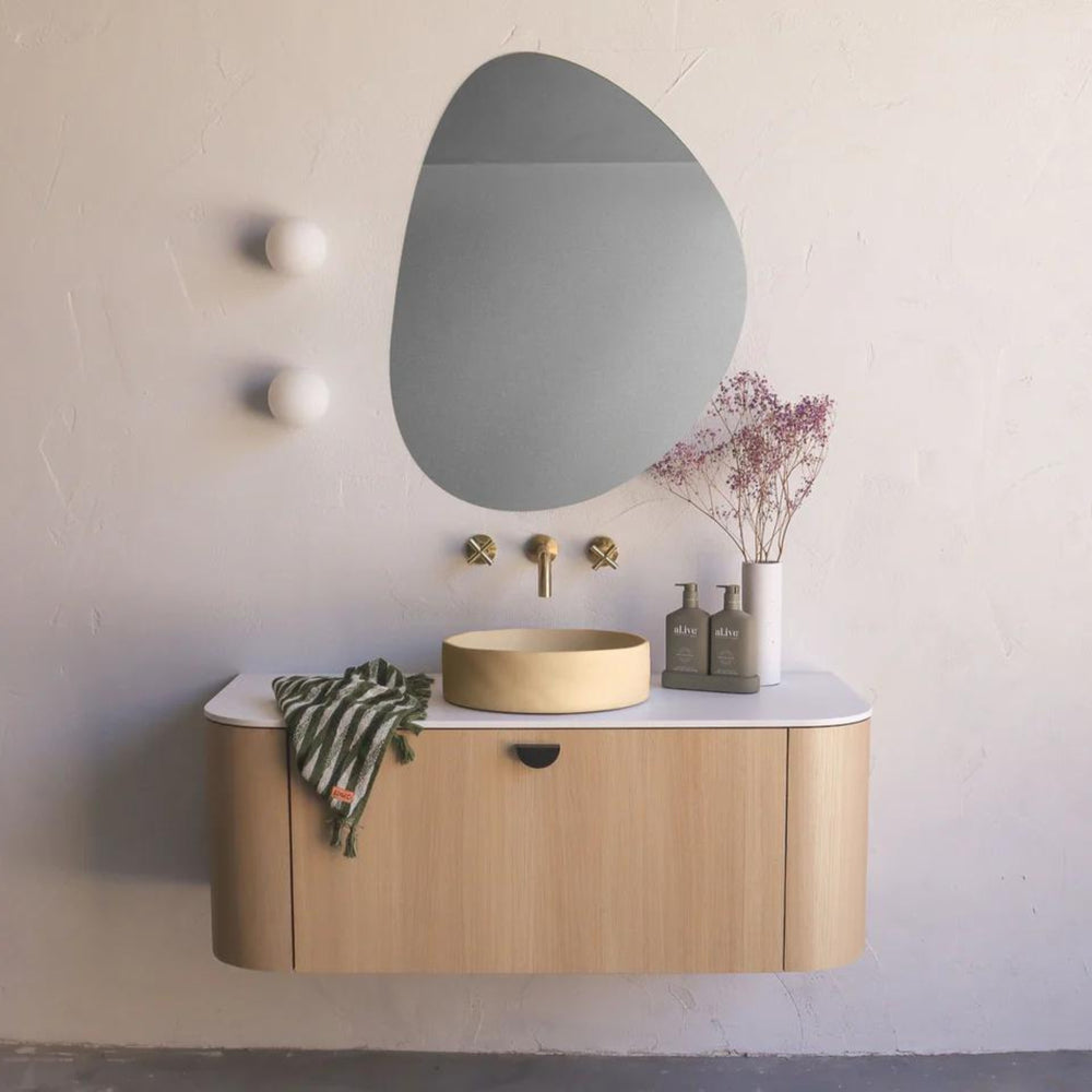 NOOD CO CONSCIOUS RANGE SLIP ABOVE COUNTER / WALL HUNG BASIN CUSTARD 380MM