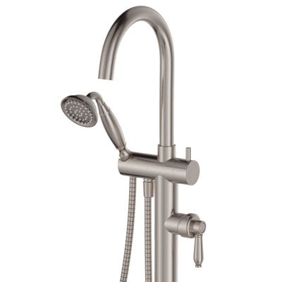 FIENZA ELEANOR FLOOR STANDING BATH MIXER WITH HAND SHOWER BRUSHED NICKEL