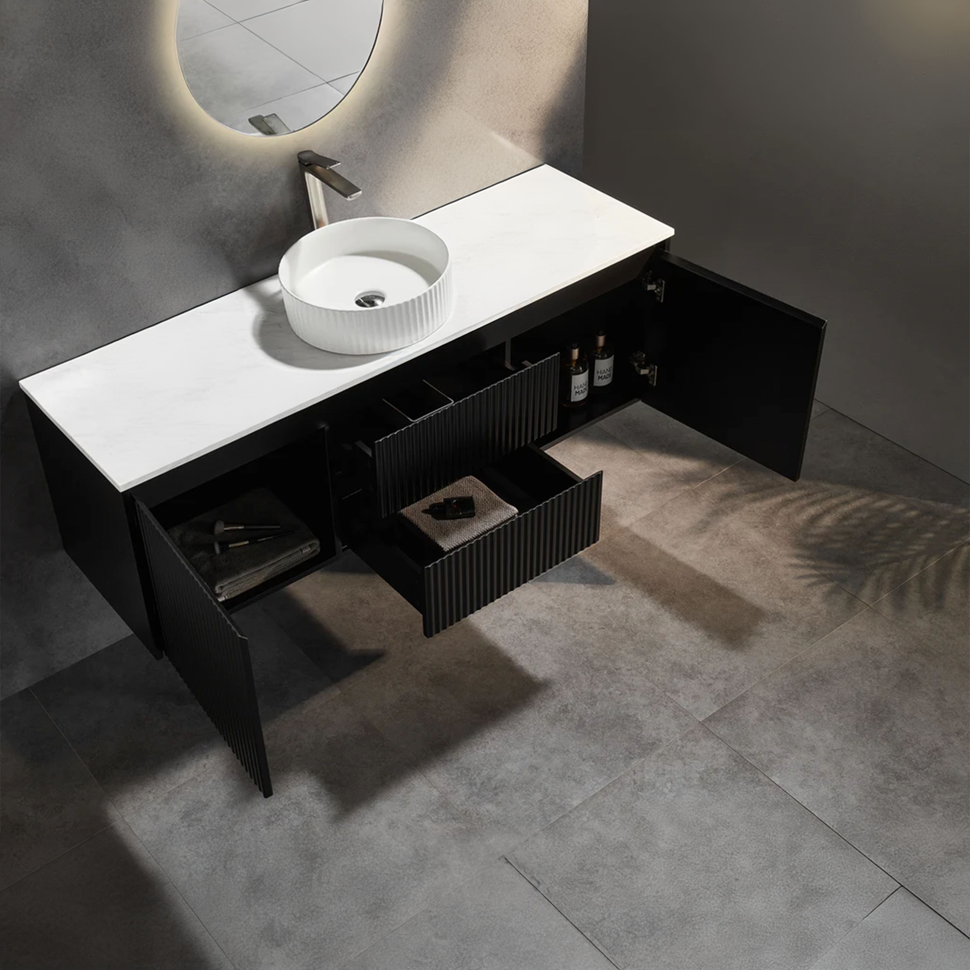 CETO BRINDABELLA MATTE BLACK 1500MM SINGLE BOWL WALL HUNG VANITY