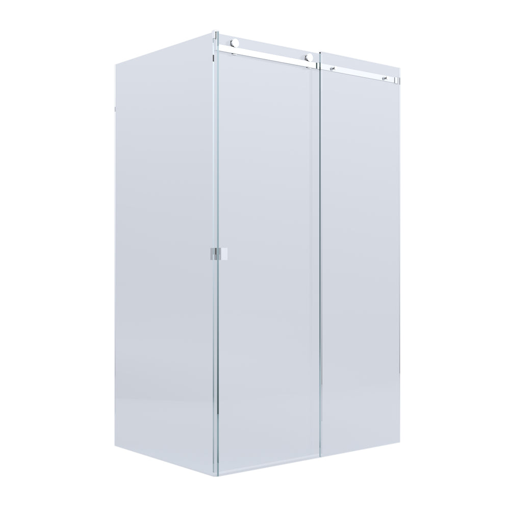 BELLA VISTA VICTORIA FRAMELESS SLIDING FRONT AND RETURN PANEL SHOWER SCREEN CHROME