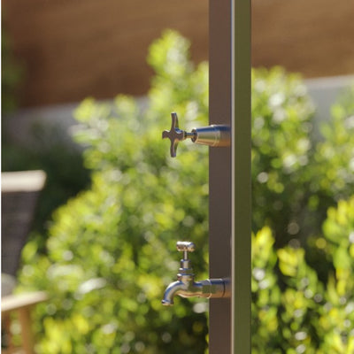 RAINWARE AUSSIE PREMIUM FREESTANDING OUTDOOR COLD SHOWER AND FOOTWASH SILVER