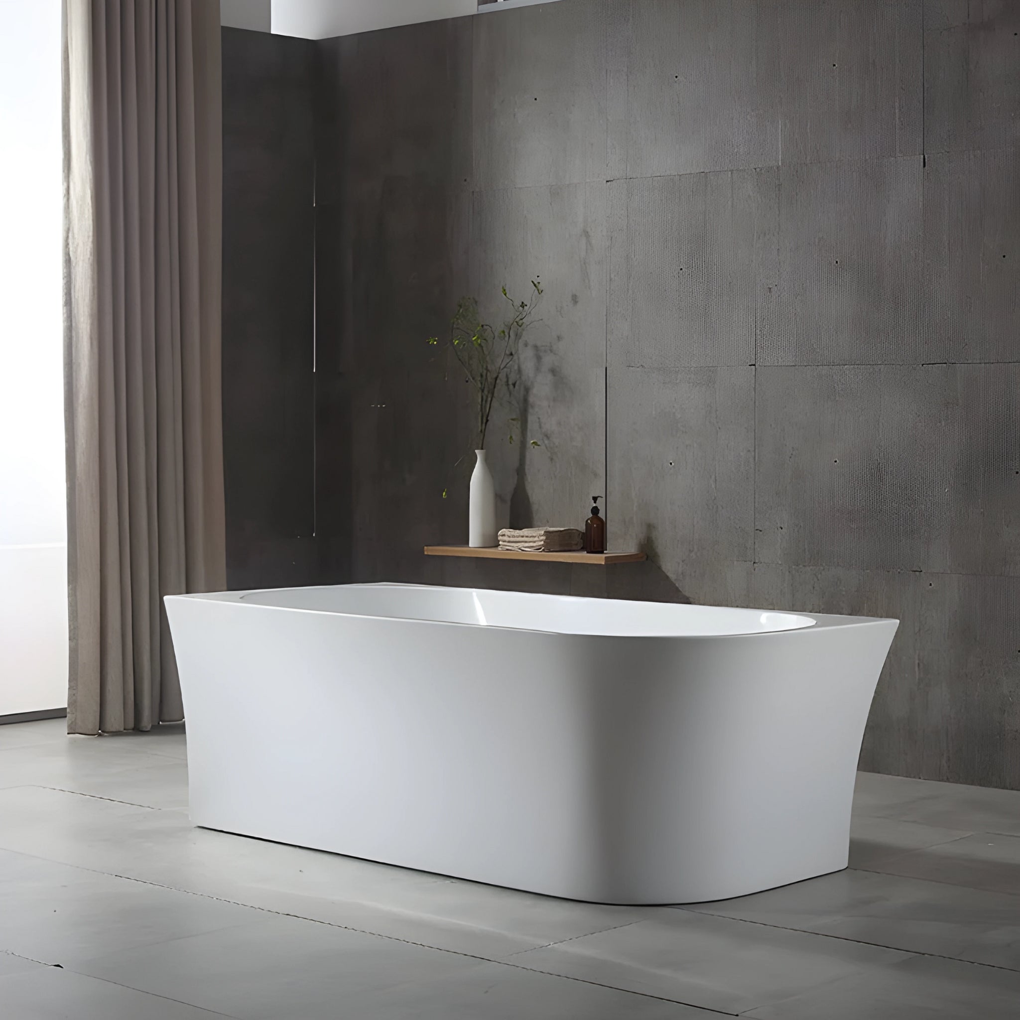 BROADWAY FS7 FREESTANDING LEFT CORNER BATHTUB GLOSS WHITE 1500MM