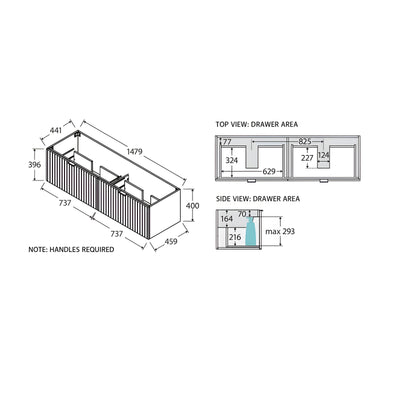 FIENZA BAYVIEW ULTRA WHITE MATTE 1500MM DOUBLE BOWL WALL HUNG VANITY
