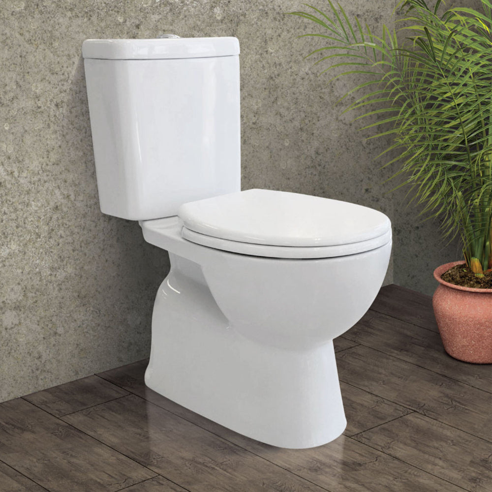 FIENZA STELLA CLOSE COUPLED RIMLESS TOILET SUITE GLOSS WHITE WITH S-TRAP