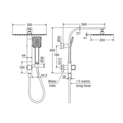 FIENZA KOKO TWIN HALF-RAIL SHOWER CHROME