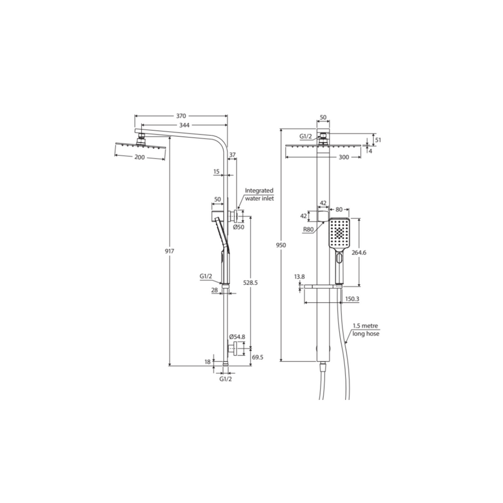 FIENZA TONO DELUXE TWIN SHOWER GUN METAL