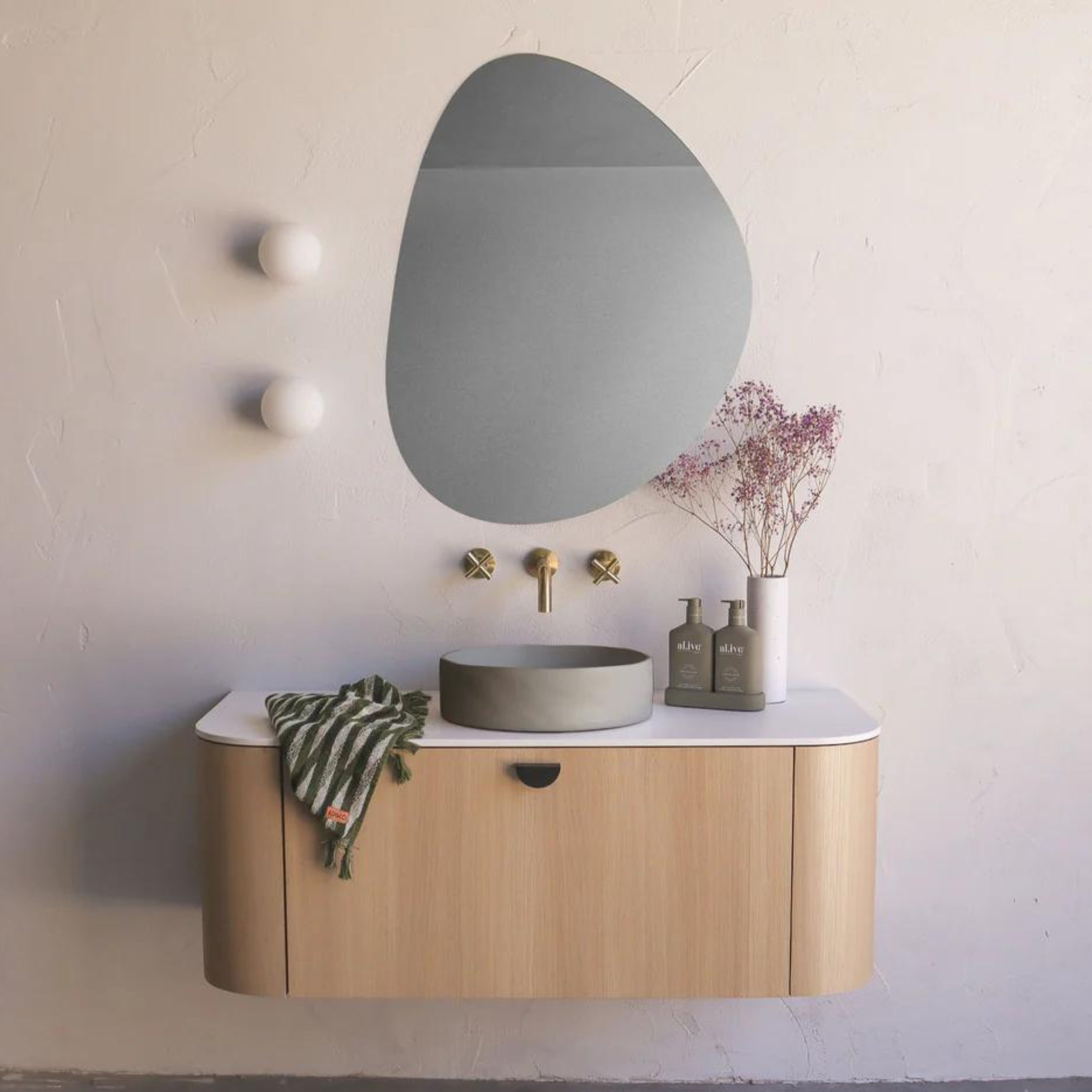 NOOD CO CONSCIOUS RANGE SLIP ABOVE COUNTER / WALL HUNG BASIN SKY GREY 380MM