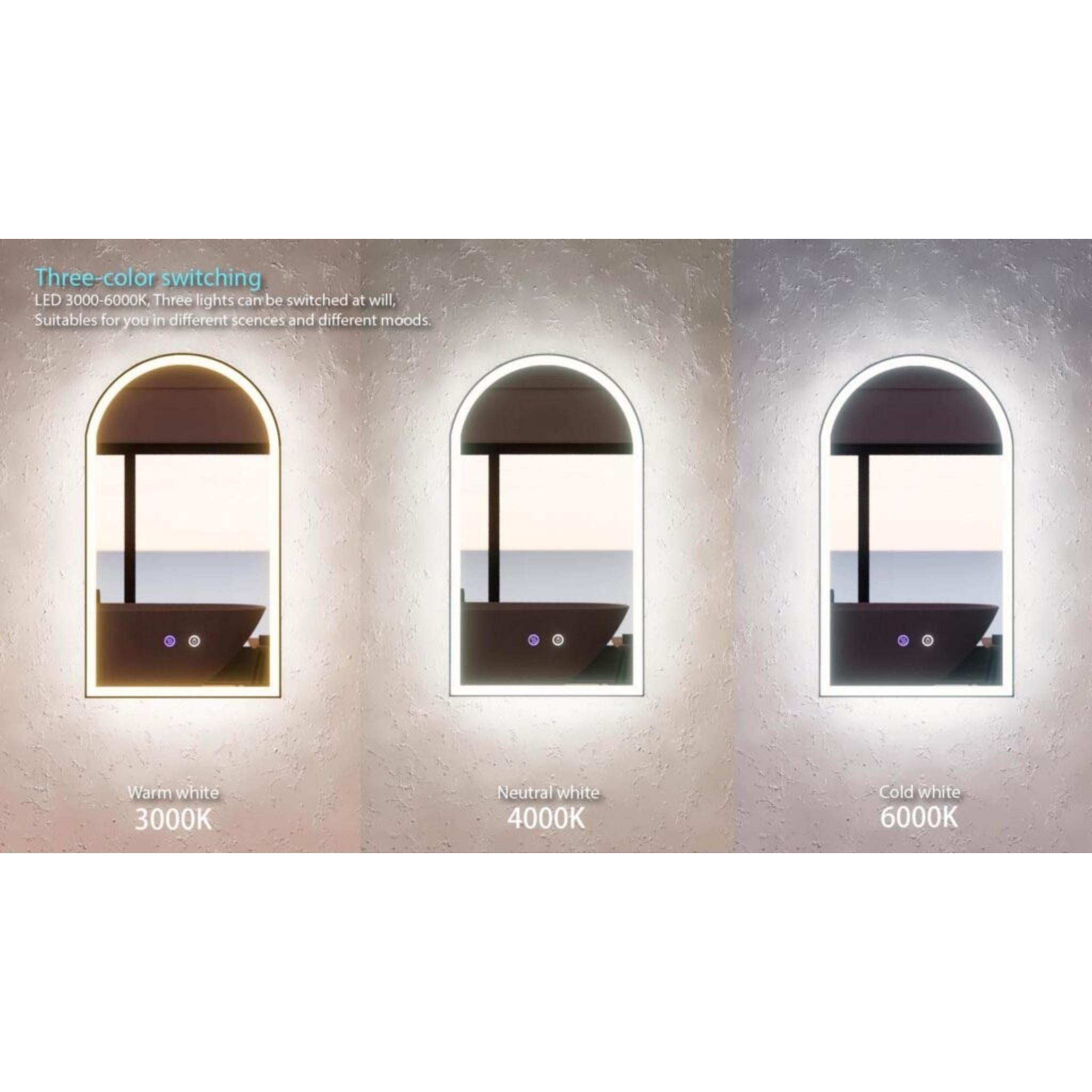 RIVA S3 FRAMELESS BACKLIT RECTANGLE LED MIRROR 3 COLOUR LIGHTS 750X900MM