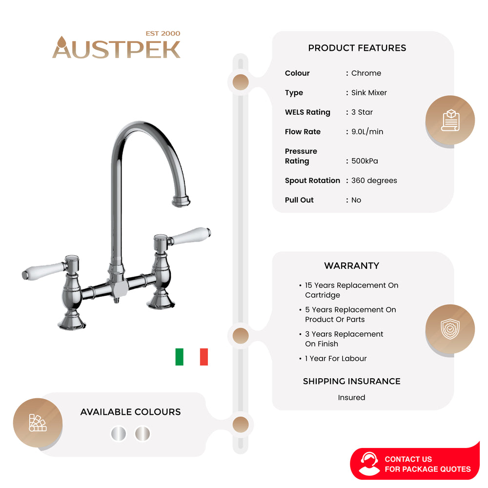 ARMANDO VICARIO PROVINCIAL EXPOSED BREACH SINK MIXER CHROME