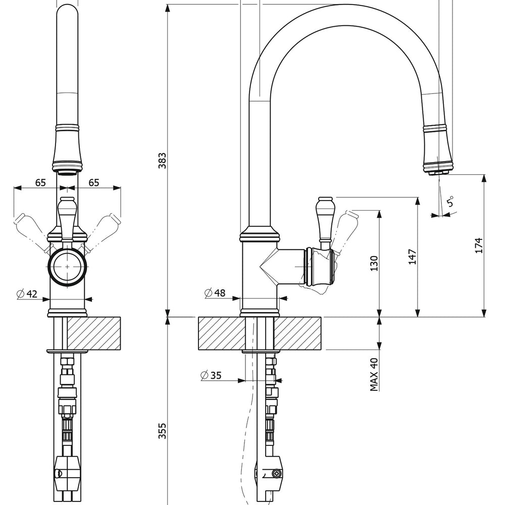 ARMANDO VICARIO PROVINCIAL LEAD FREE PULL-OUT SINK MIXER BRUSHED NICKEL