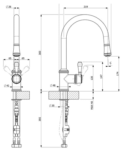 ARMANDO VICARIO LEAD FREE PROVINCIAL PULL-OUT SINK MIXER CHROME
