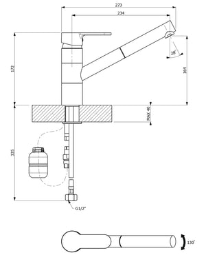 ARMANDO VICARIO ISA PULL-OUT SINK MIXER CHROME AND ALPINA