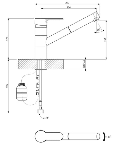 ARMANDO VICARIO LEAD FREE ISA PULL-OUT SINK MIXER CHROME AND ALPINA