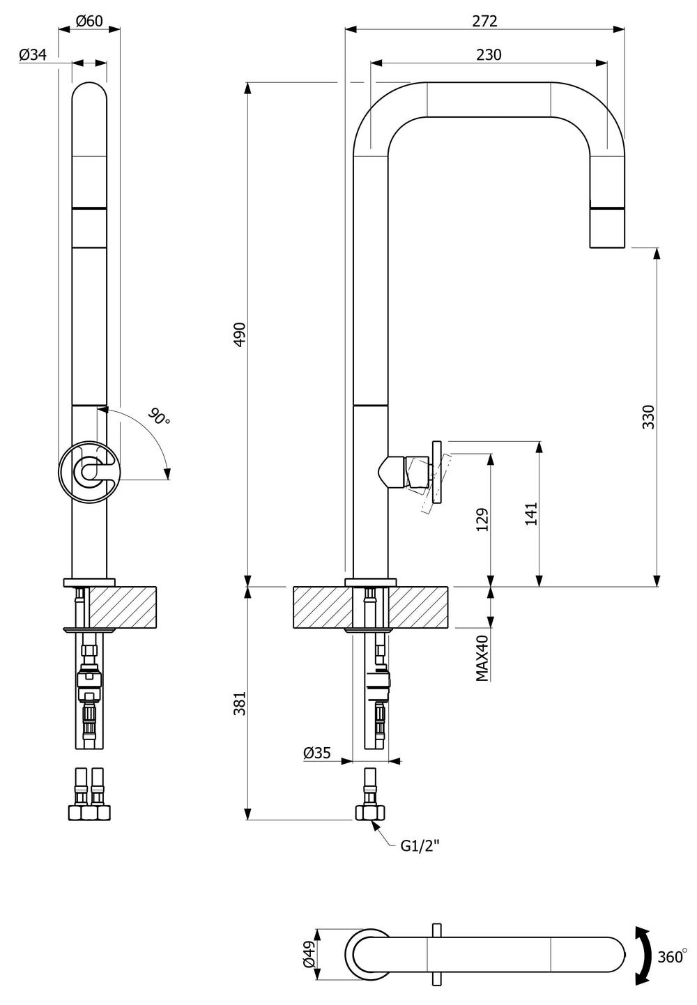 ARMANDO VICARIO PATIO PULL-OUT SINK MIXER STAINLESS STEEL