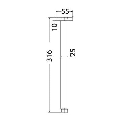 IKON SQUARE VERTICAL SHOWER ARM 310MM CHROME