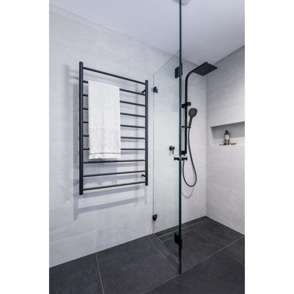 THERMOGROUP STRAIGHT ROUND HEATED LADDER RAIL MATTE BLACK 1200MM