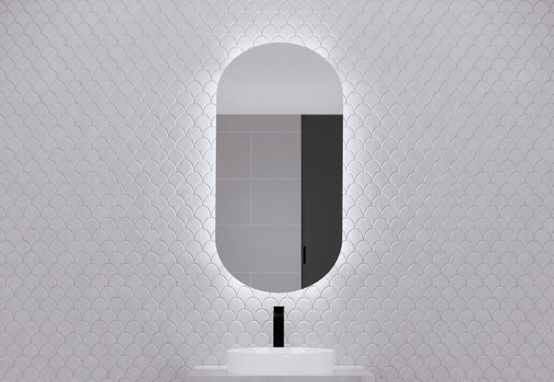 RIVA PARIS MATTE BLACK LED SHAVING CABINET 450X870MM