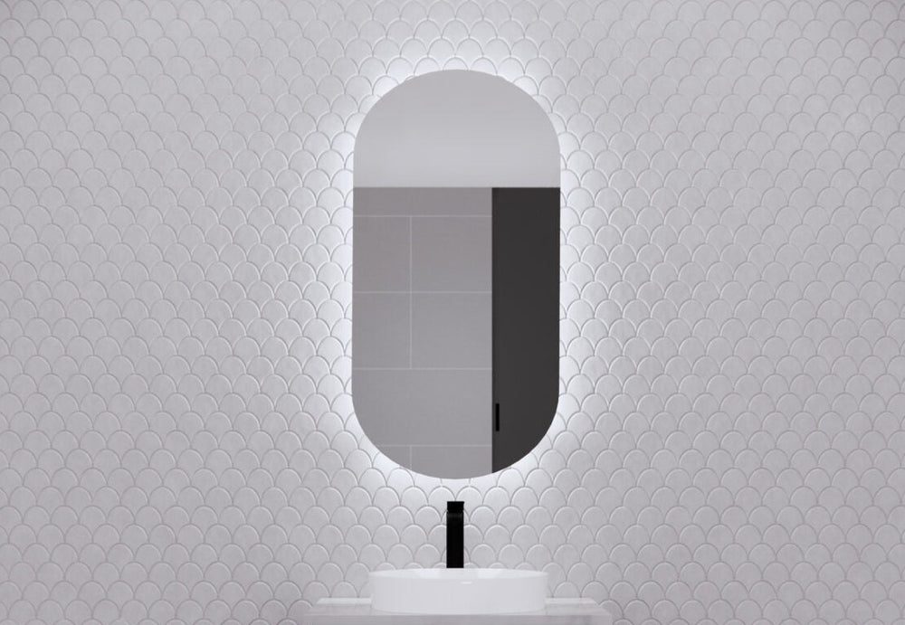 RIVA PARIS MATTE BLACK LED SHAVING CABINET 450X870MM