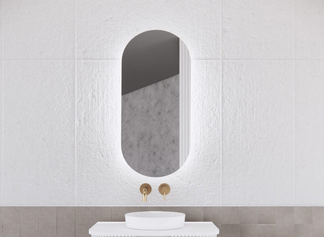 RIVA PARIS MATTE WHITE LED SHAVING CABINET 450X870MM