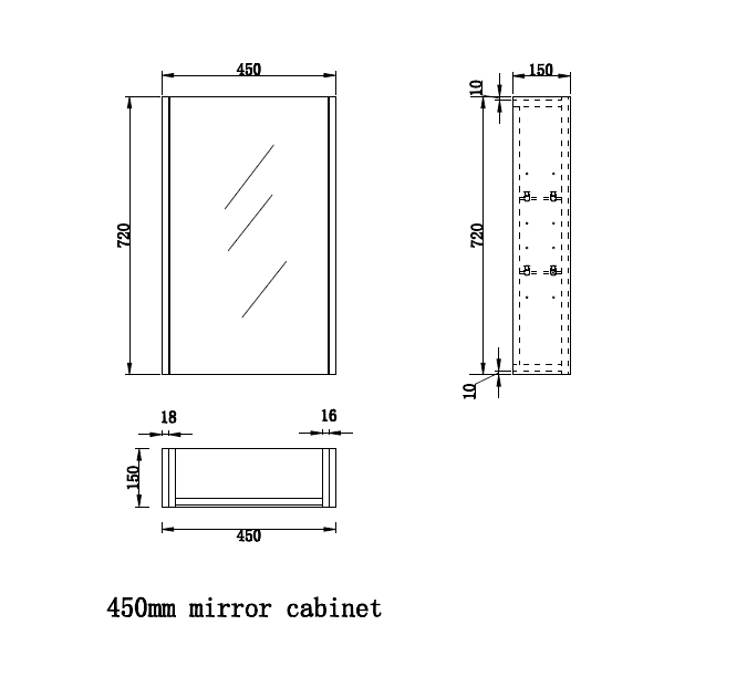 RIVA GENEVA AMERICAN OAK FLUTED MIRROR CABINET 450X720MM
