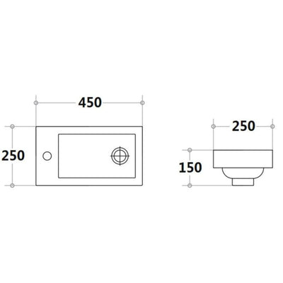 POSEIDON GLOSS WHITE SINGLE BOWL POLY VANITY TOP 450MM
