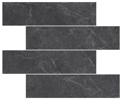 MUSES PETRA MIX BLACK FELLTEC 75X300MM SUBWAY TILE (PER BOX)