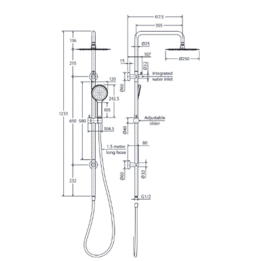 FIENZA KAYA TWIN SHOWER BRUSHED COPPER