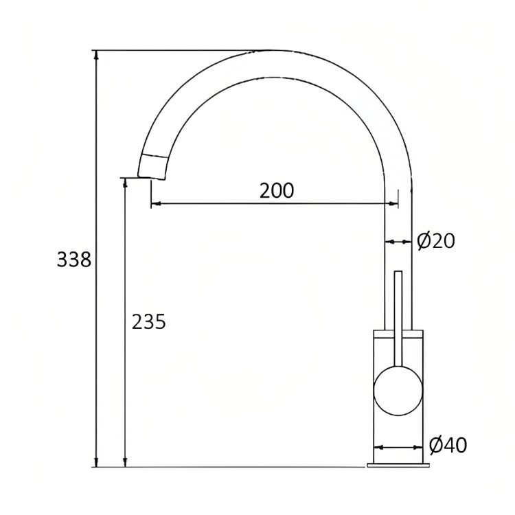 INSPIRE ROUL SINK MIXER 338MM MATTE BLACK