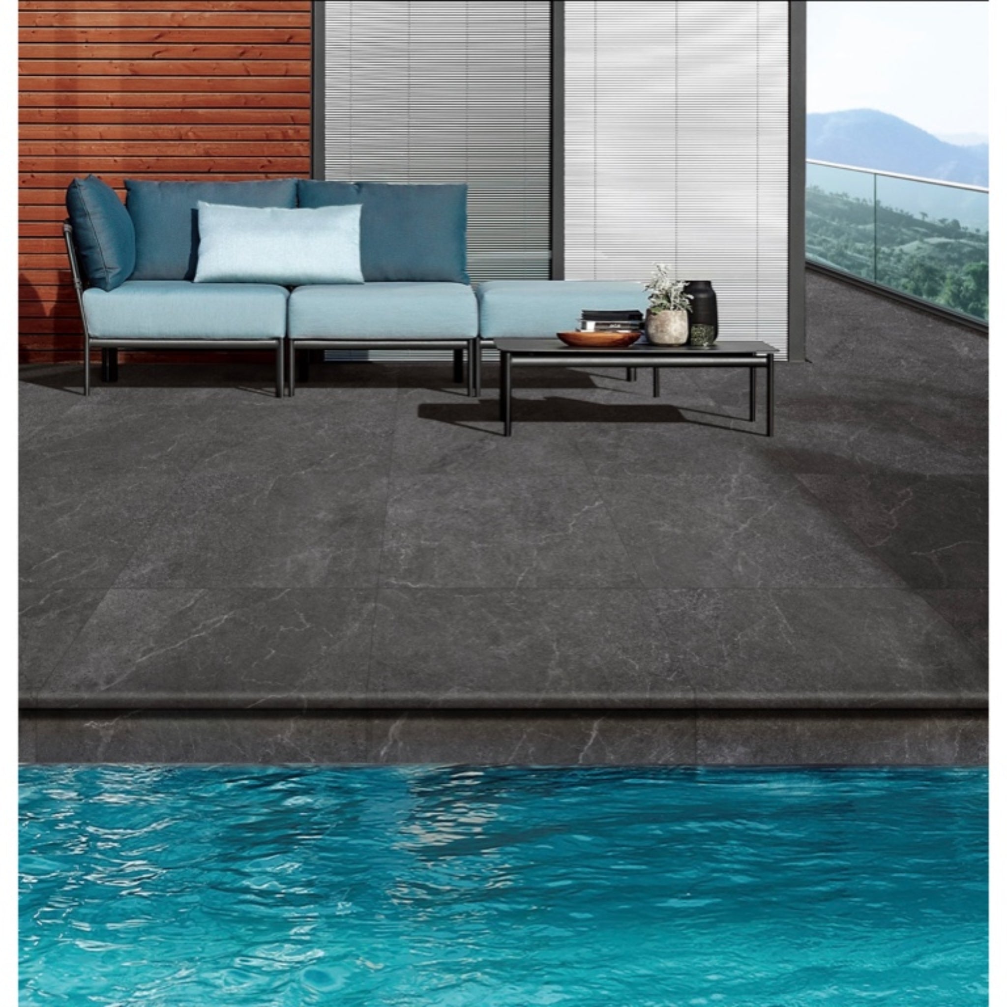 MUSES PETRA MIX BLACK FELLTEC 600X600MM SQUARE PAVER (PER BOX)