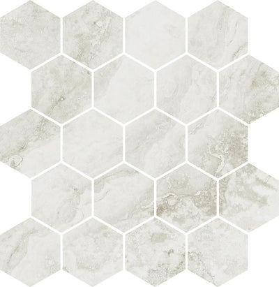 MUSES IMPERIAL STONE IVORY FELLTEC 300X330MM HEXAGON MOSAIC TILE (PER BOX)