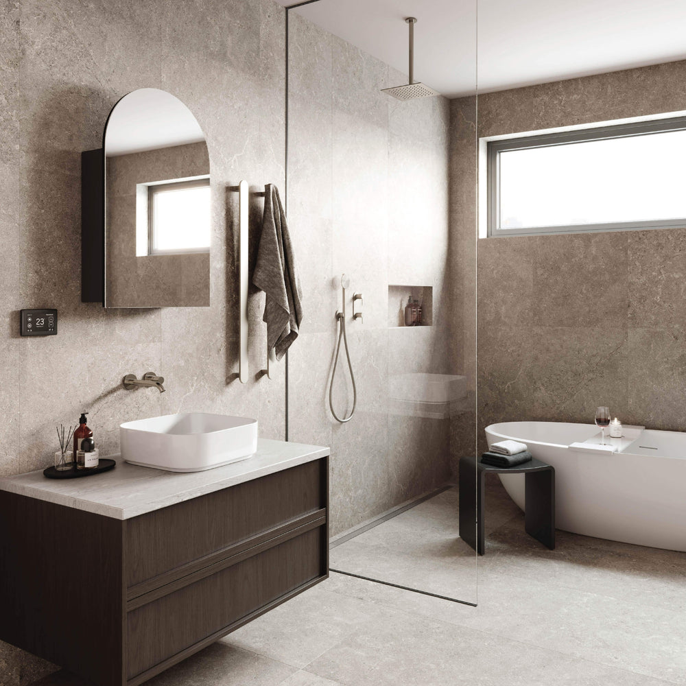 THERMOGROUP ABLAZE ARCH MIRROR CABINET BLACK 500X800MM