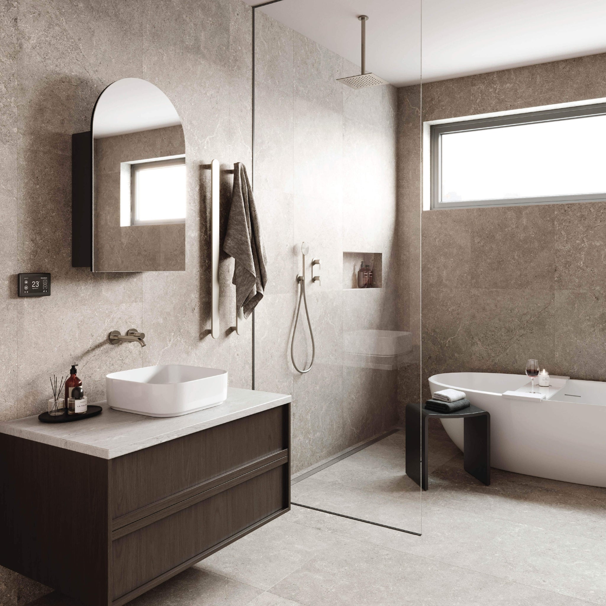 THERMOGROUP ABLAZE ARCH MIRROR CABINET BLACK 500X800MM