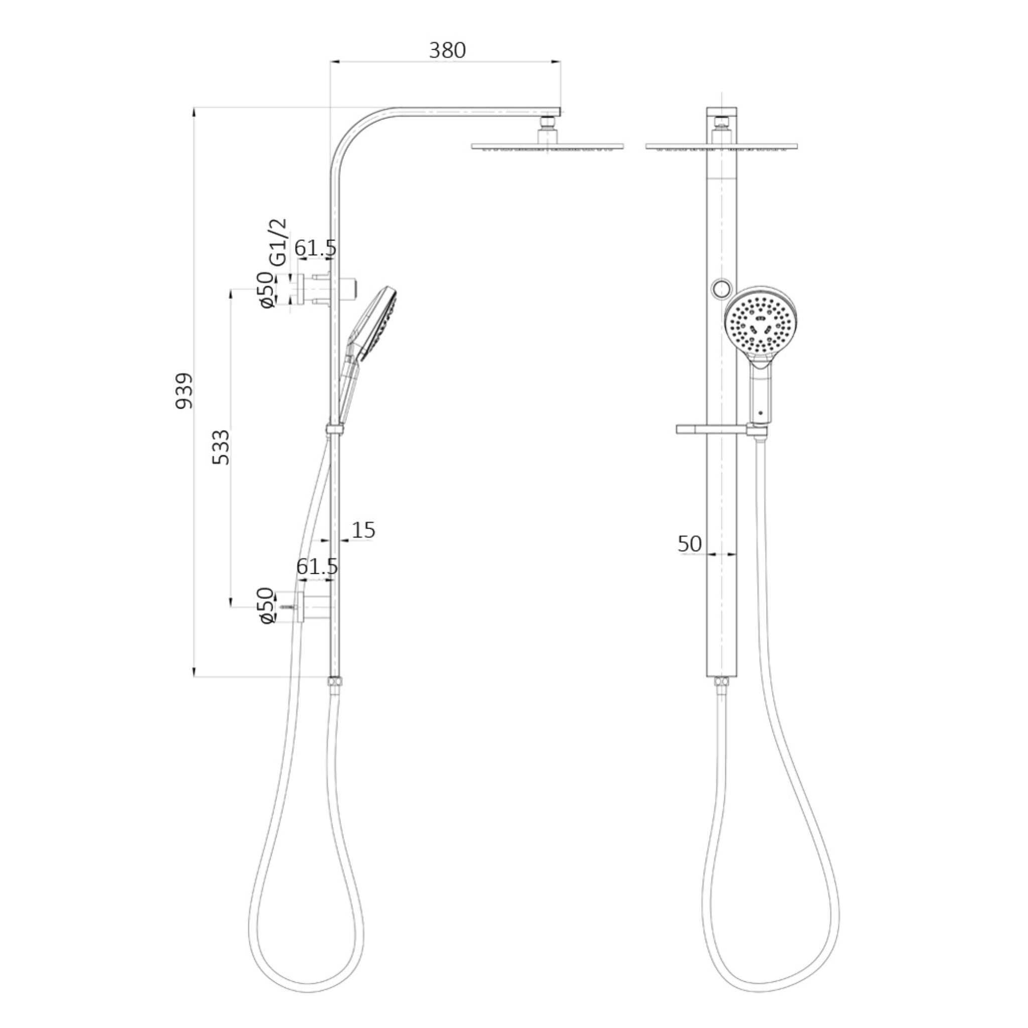 IKON REGAL MULTIFUNCTION SHOWER SET 939MM MATTE BLACK