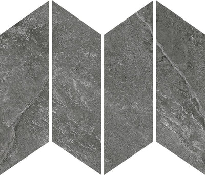 MUSES ARDESIA BLACK FELLTEC 73X260MM CHEVRON MOSAIC TILE (PER BOX)