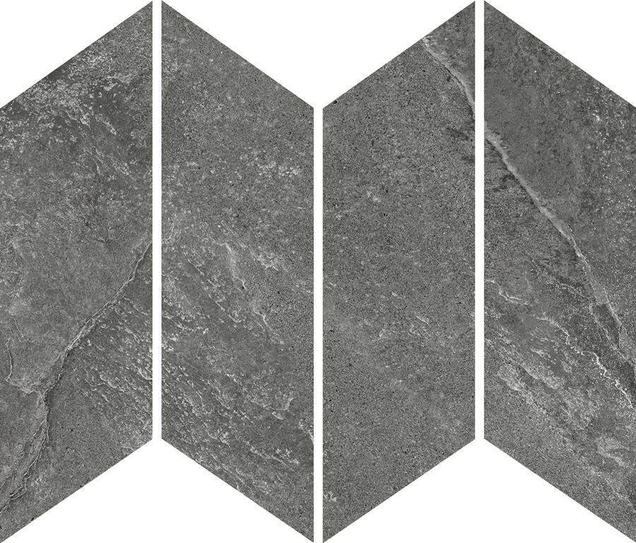 MUSES ARDESIA BLACK FELLTEC 73X260MM CHEVRON MOSAIC TILE (PER BOX)