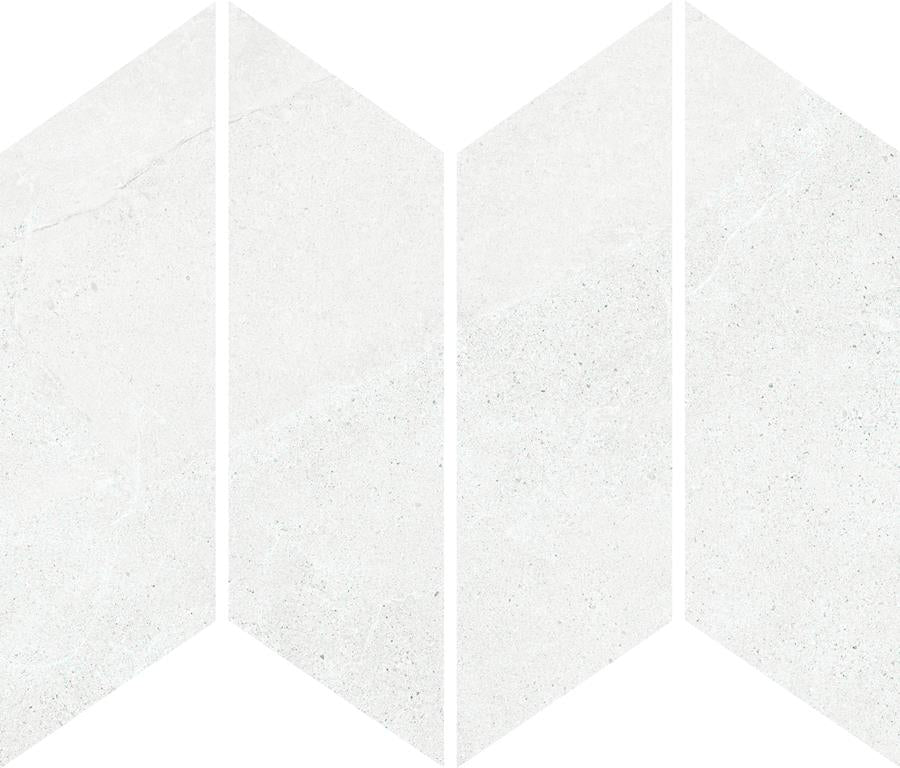 MUSES ARDESIA IVORY FELLTEC 73X260MM CHEVRON MOSAIC TILE (PER BOX)
