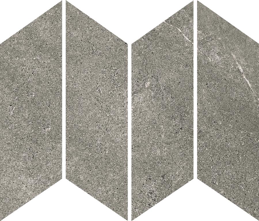 MUSES ARDESIA LIGHT GREY FELLTEC 73X260MM CHEVRON MOSAIC TILE (PER BOX)