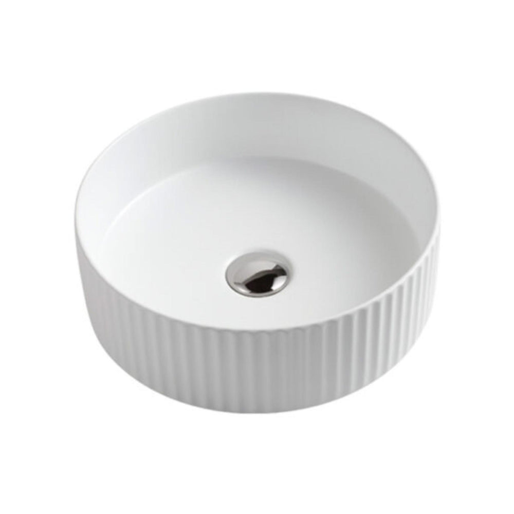 RIVA 499 FLUTED ABOVE COUNTER BASIN GLOSS WHITE 360MM