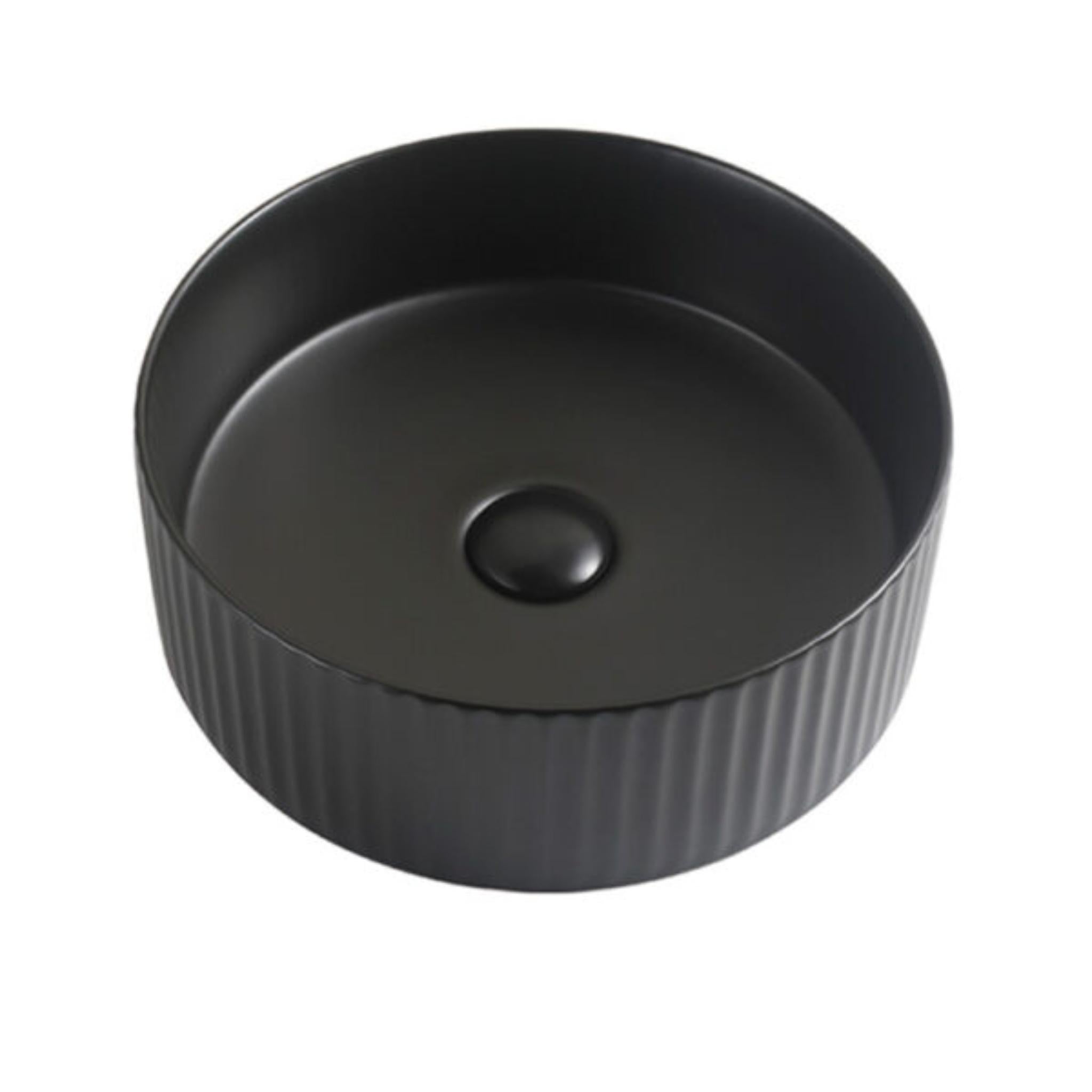 RIVA 499 FLUTED ABOVE COUNTER BASIN MATTE BLACK 360MM