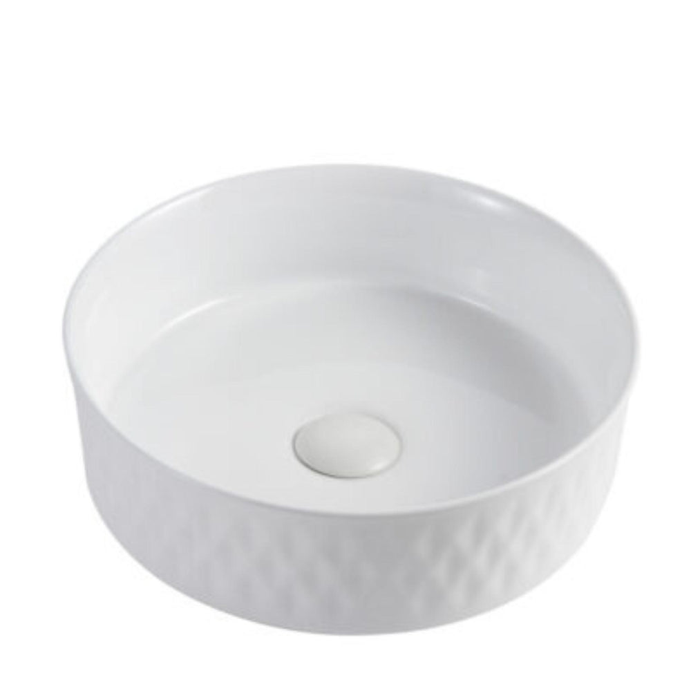 RIVA 499 LATTICE PATTERN ABOVE COUNTER BASIN GLOSS WHITE 360MM