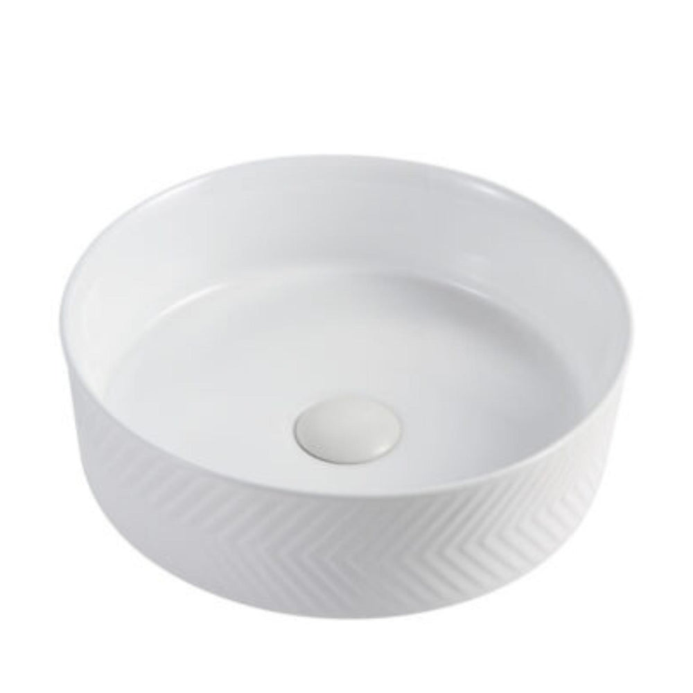 RIVA 499 DIAGONAL PATTERN ABOVE COUNTER BASIN GLOSS WHITE 360MM