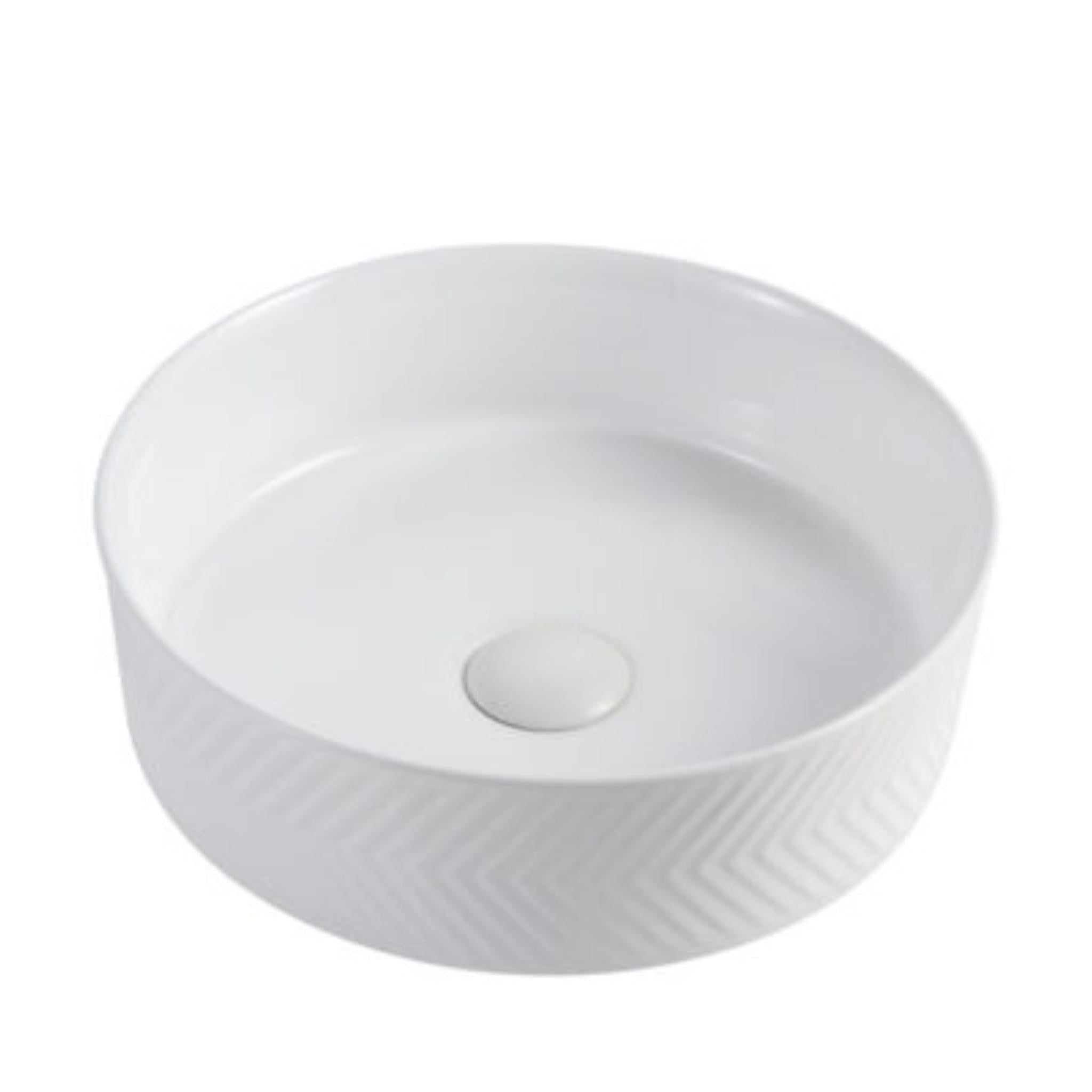 RIVA 499 DIAGONAL PATTERN ABOVE COUNTER BASIN GLOSS WHITE 360MM