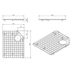 TURNER HASTINGS CHESTER LEFT HAND SIDE PROTECTIVE SINK GRID 405MM STAINLESS STEEL
