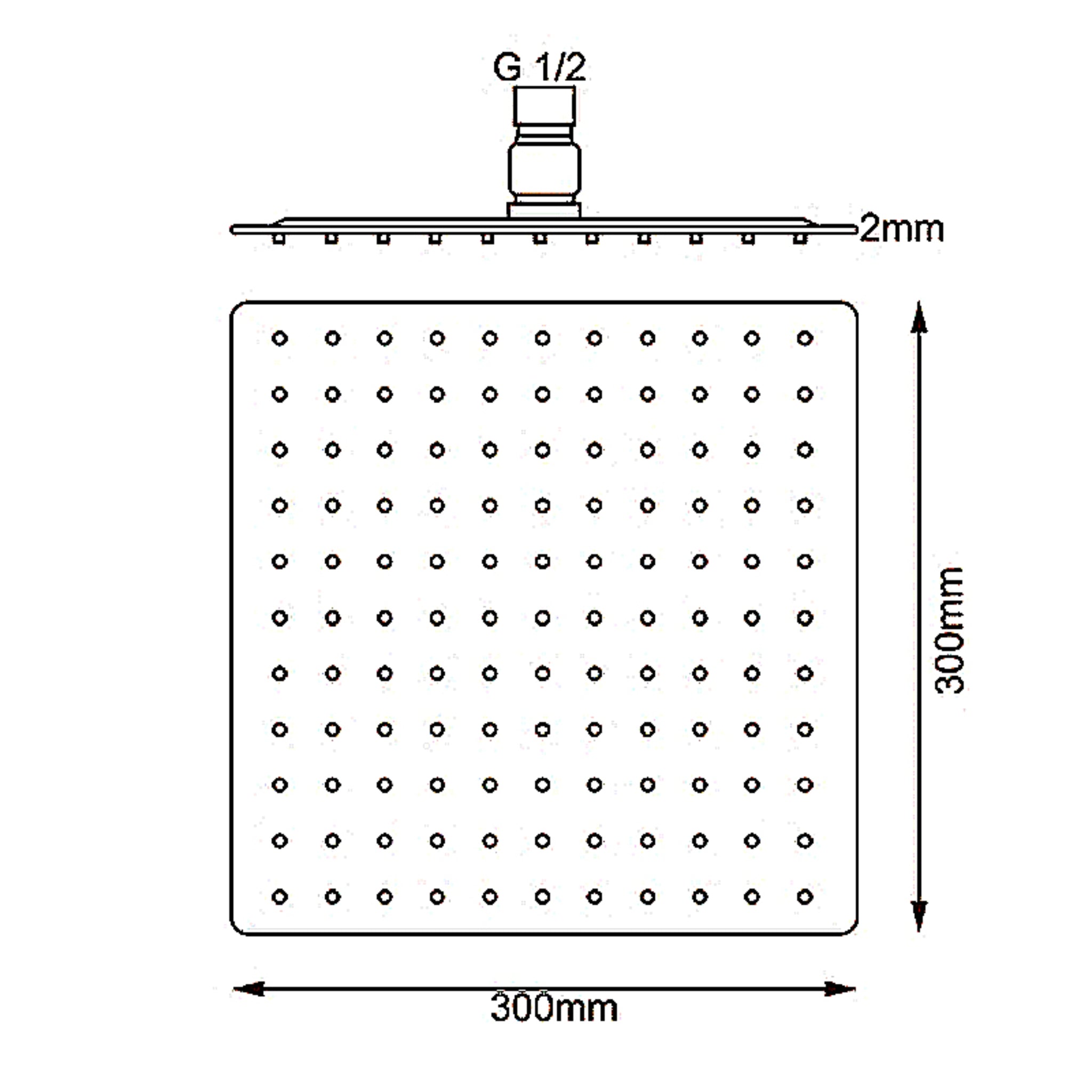 AQUAPERLA SQUARE SHOWER HEAD 300MM GUN METAL