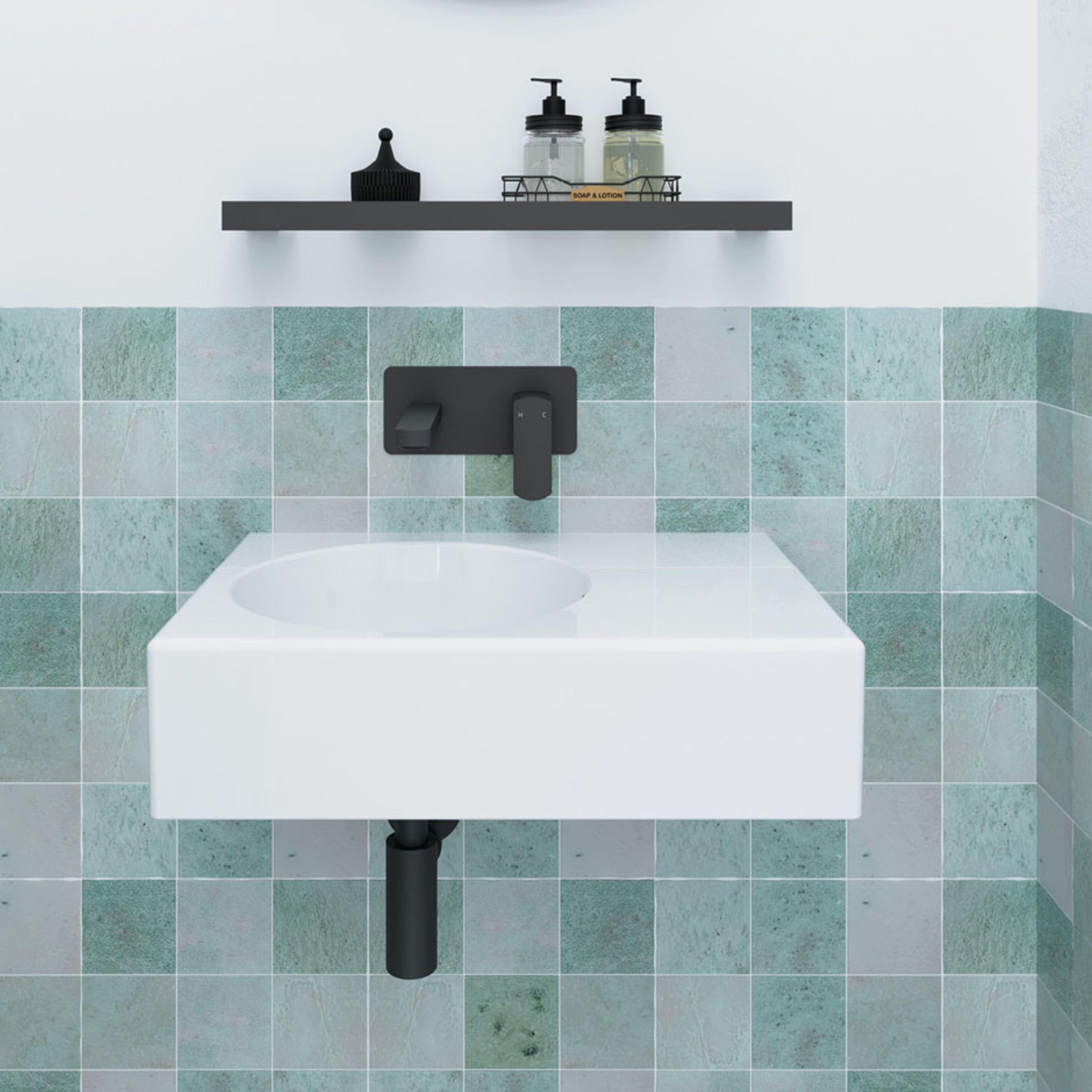 FIENZA REBA WALL HUNG LEFT-HAND BASIN GLOSS WHITE 600MM